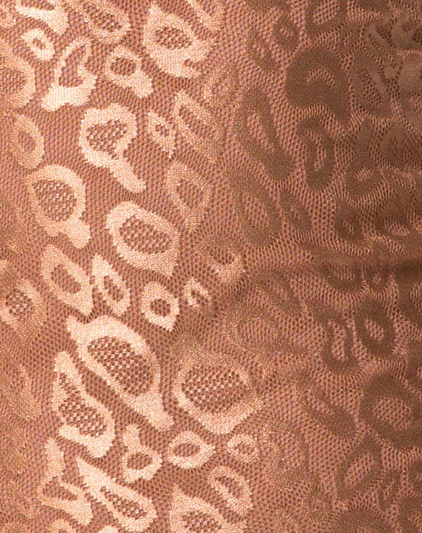 Vilan Bodycon Dress in Leopard Sheen Net Caramel - Image 5