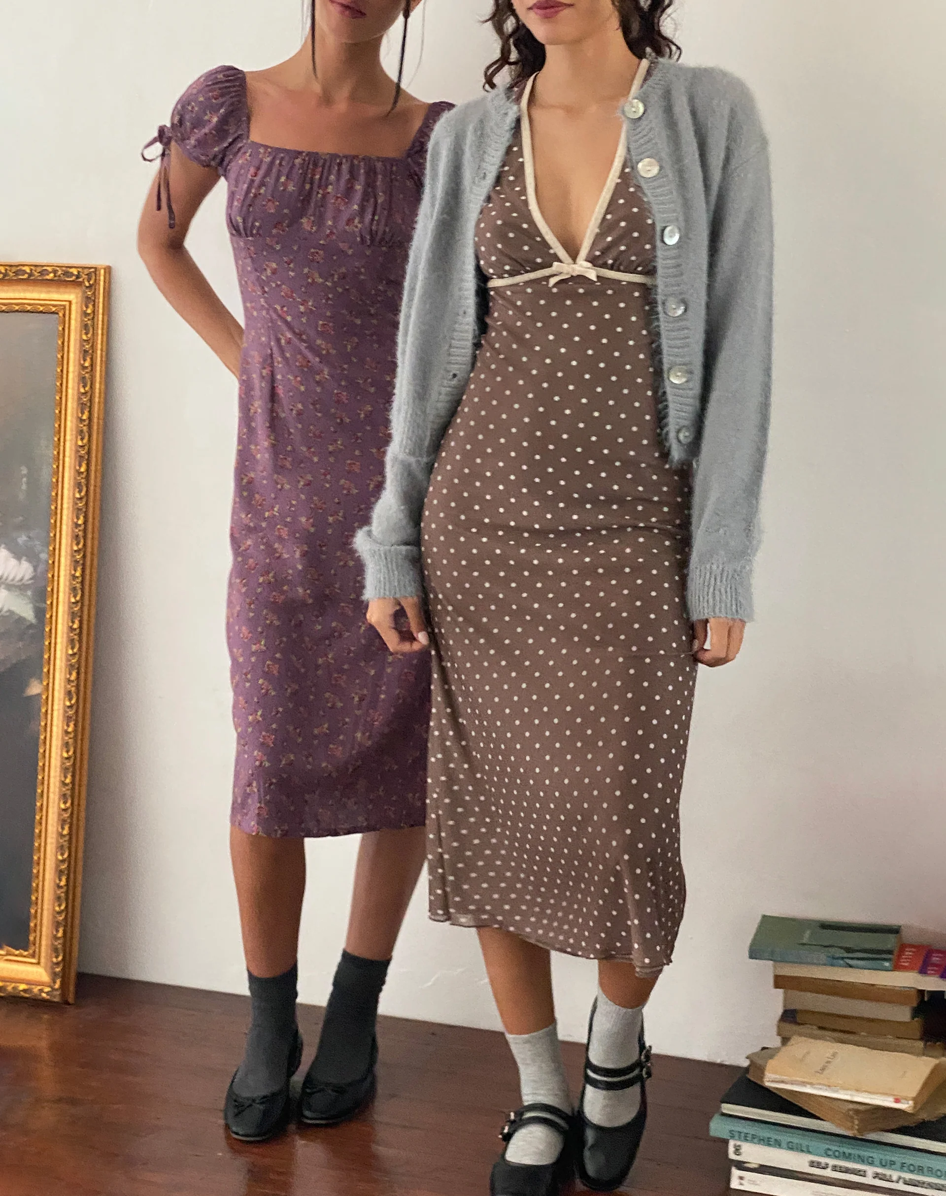 Vilinia Midi Dress in Basic Polka Brown - Image 4