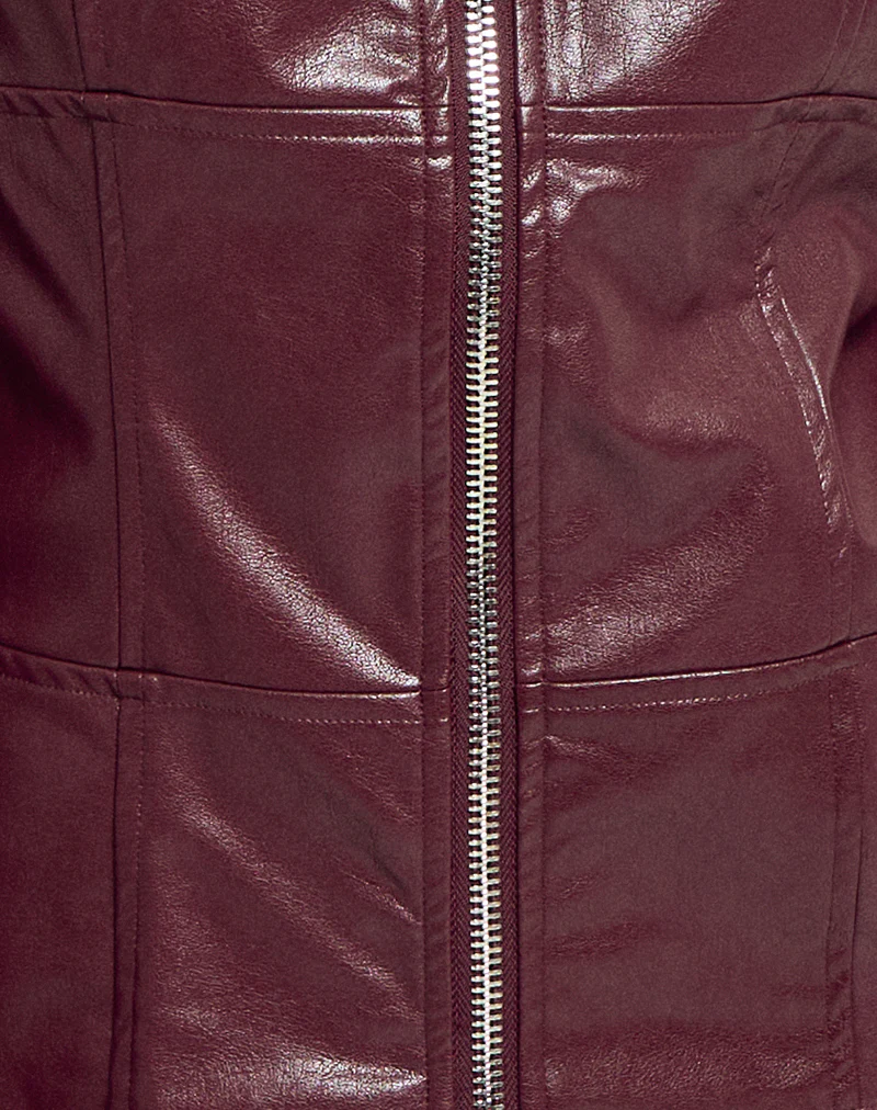 Vincent Fitted Jacket in PU Burgundy - Image 6