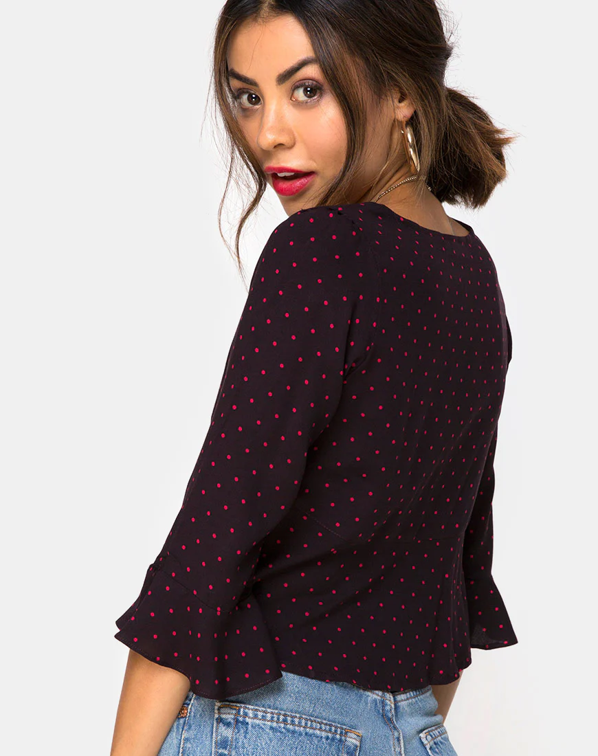 Vinequa Top in Cuban Dot Red - Image 2