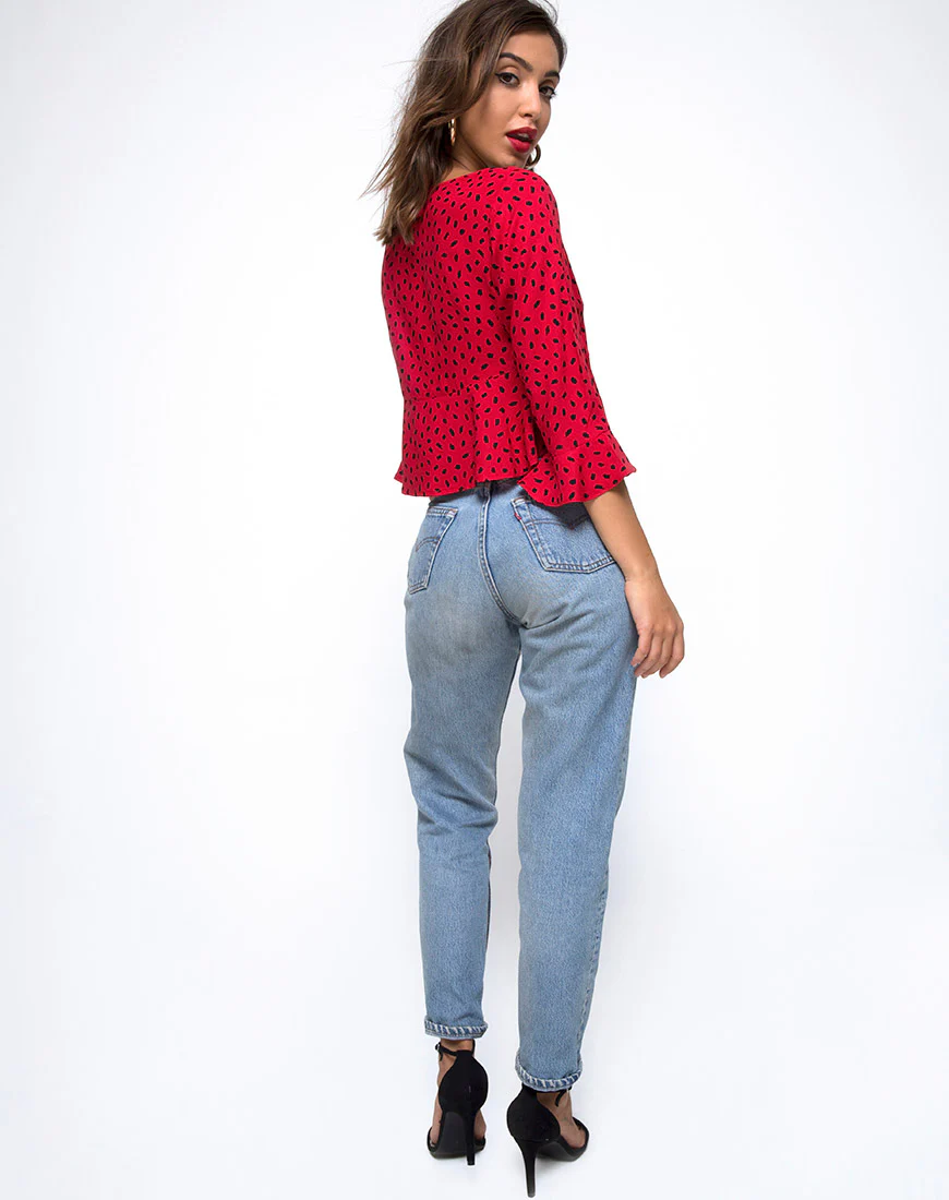 Vinequa Top in Mini Diana Dot Red and Black - Image 4