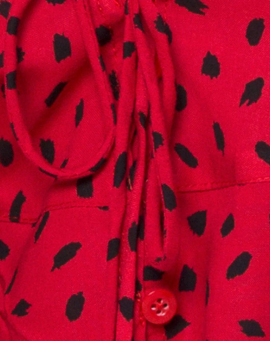 Vinequa Top in Mini Diana Dot Red and Black - Image 5