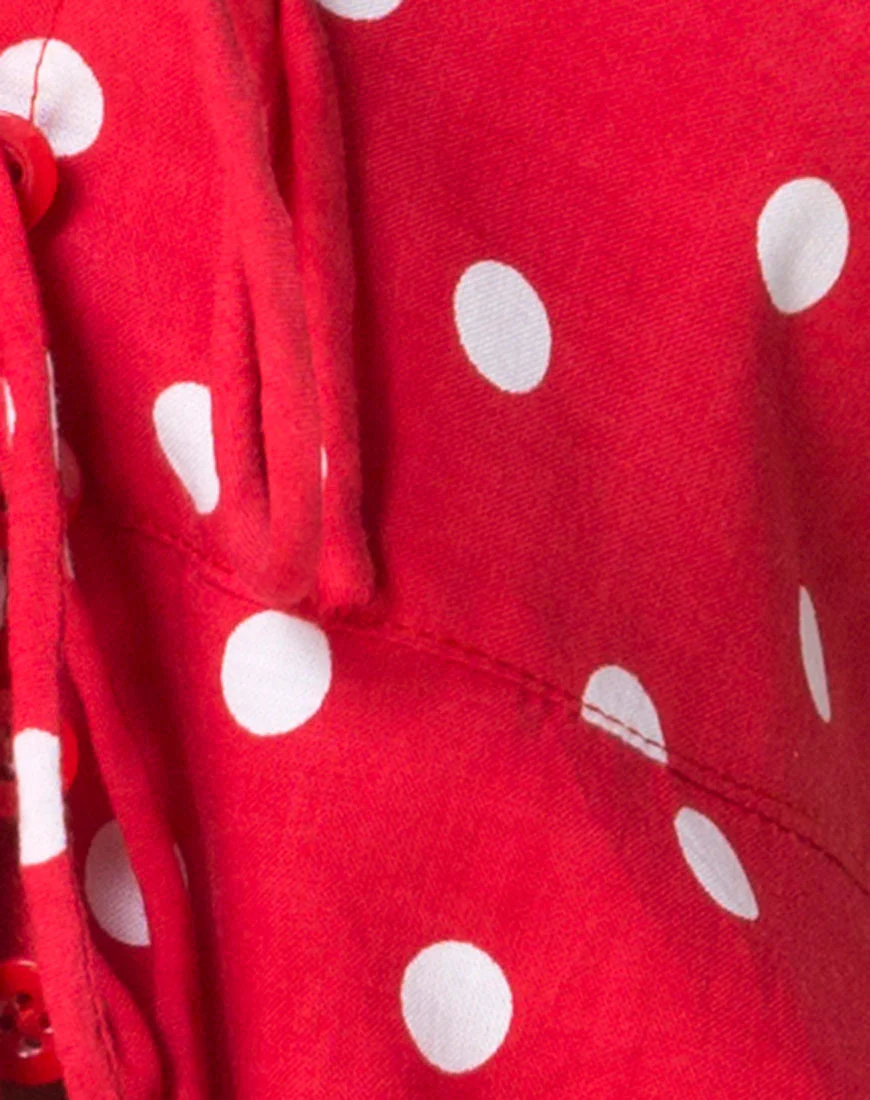 Vinequa Top in Medium Polka Red and White - Image 5