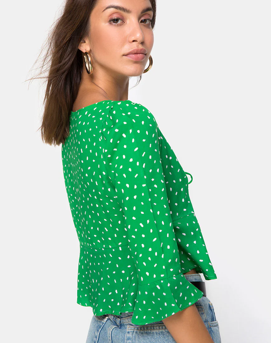 Vinequa Blouse in Mini Diana Dot Green - Image 3