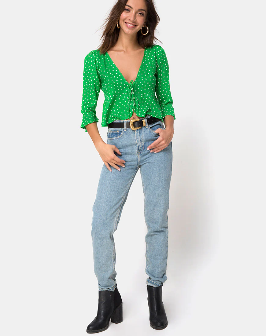 Vinequa Blouse in Mini Diana Dot Green - Image 4