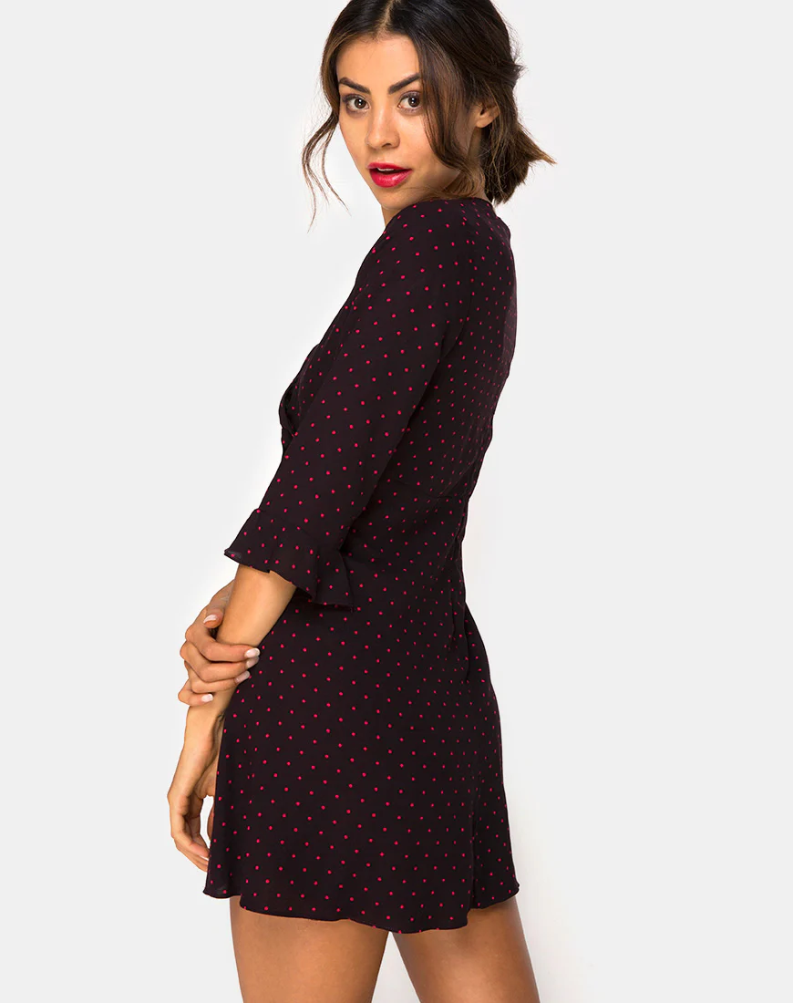 Vinon Dress in Cuban Dot Red - Image 2