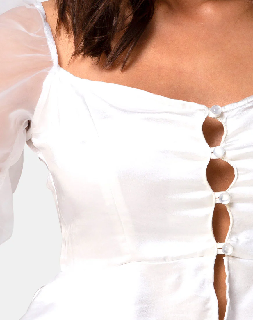 Viquela Crop Top in Organza Cream - Image 5