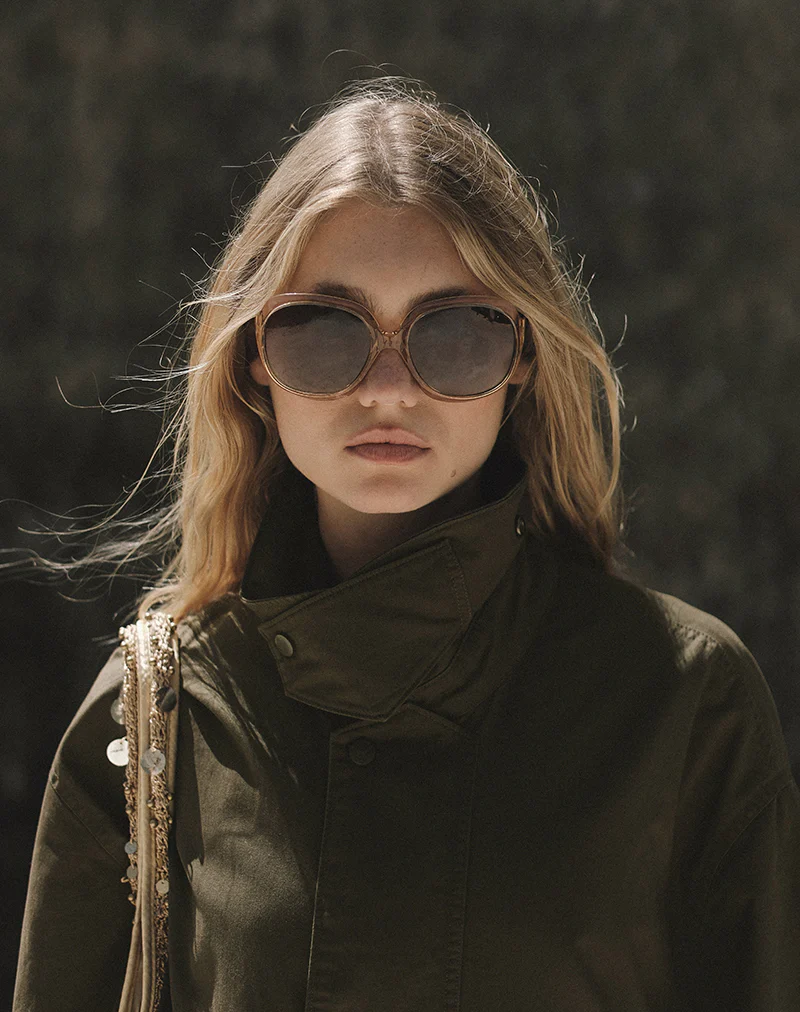 Vireon High Neck Jacket in Khaki Green - Image 3