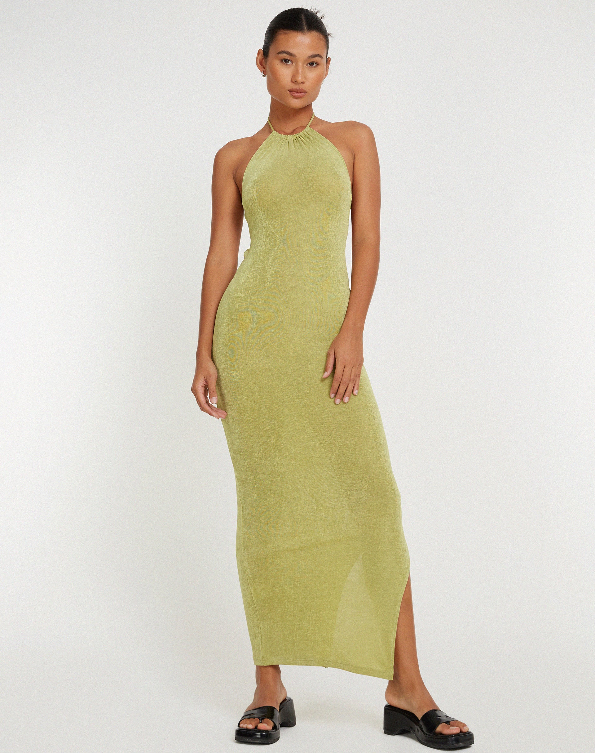 Virnilia Halterneck Maxi Dress in Lime - Image 3