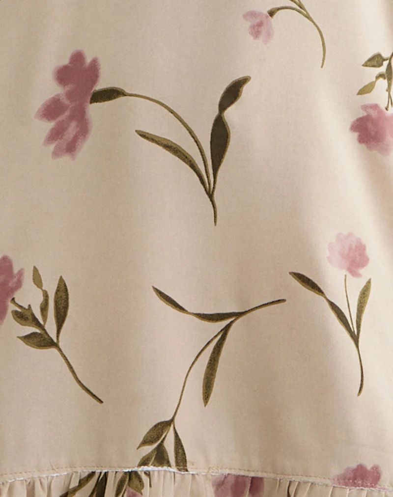 Visoca Mini Dress in Bloom Leafy Taupe - Image 5