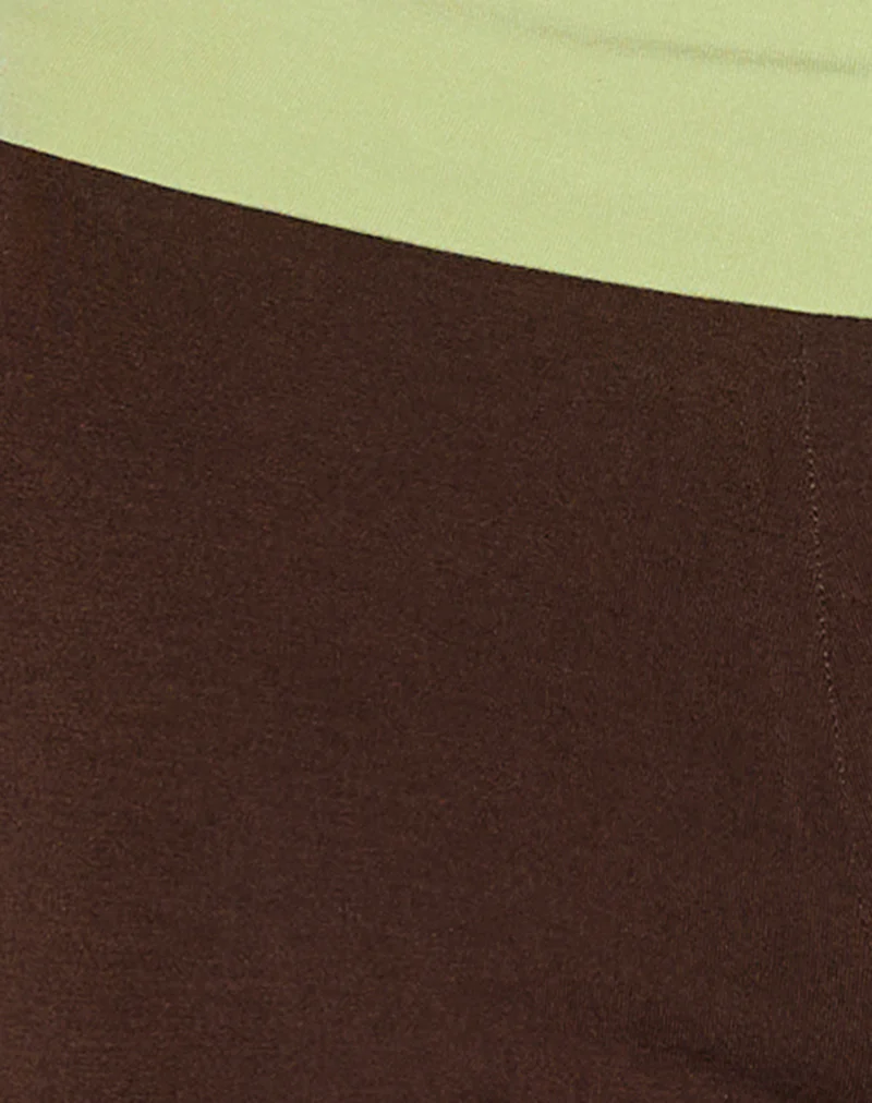 Vivah Fold-over Capri in Chocolate Brown with Pistachio Binding - Image 6