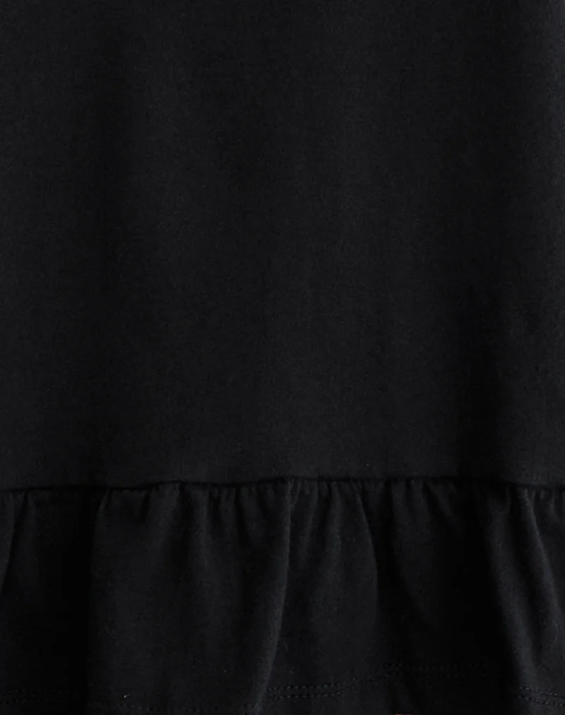 Vivala Boxy Long Sleeve Top in Black with Frill Hem - Image 6