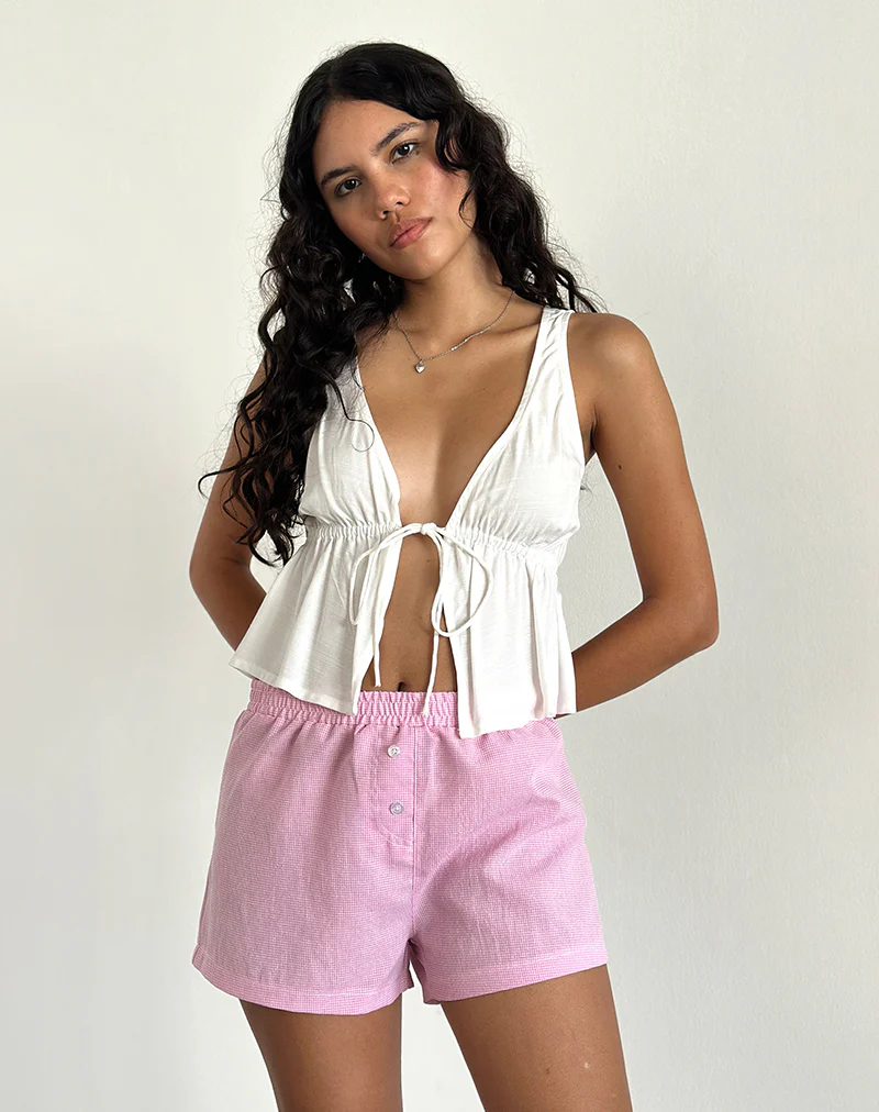 Voir Short in Poplin Gingham Pink - Image 2