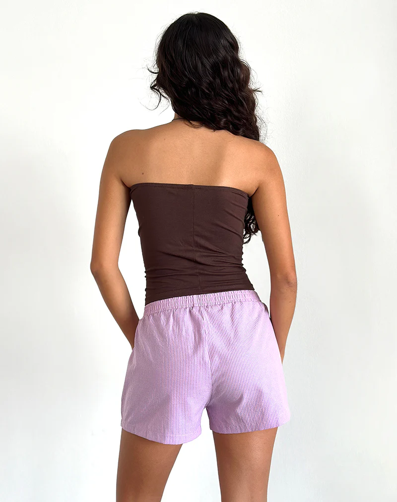 Voir Short in Poplin Pink and Purple Stripe - Image 3