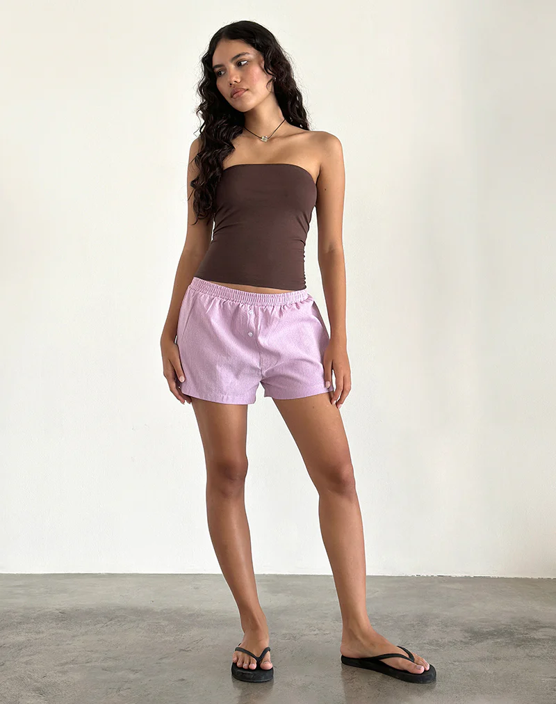 Voir Short in Poplin Pink and Purple Stripe - Image 4