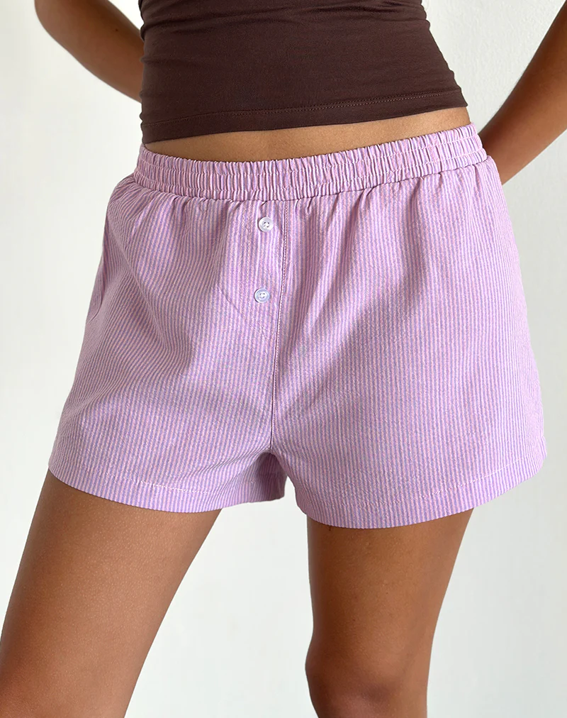 Voir Short in Poplin Pink and Purple Stripe - Image 5