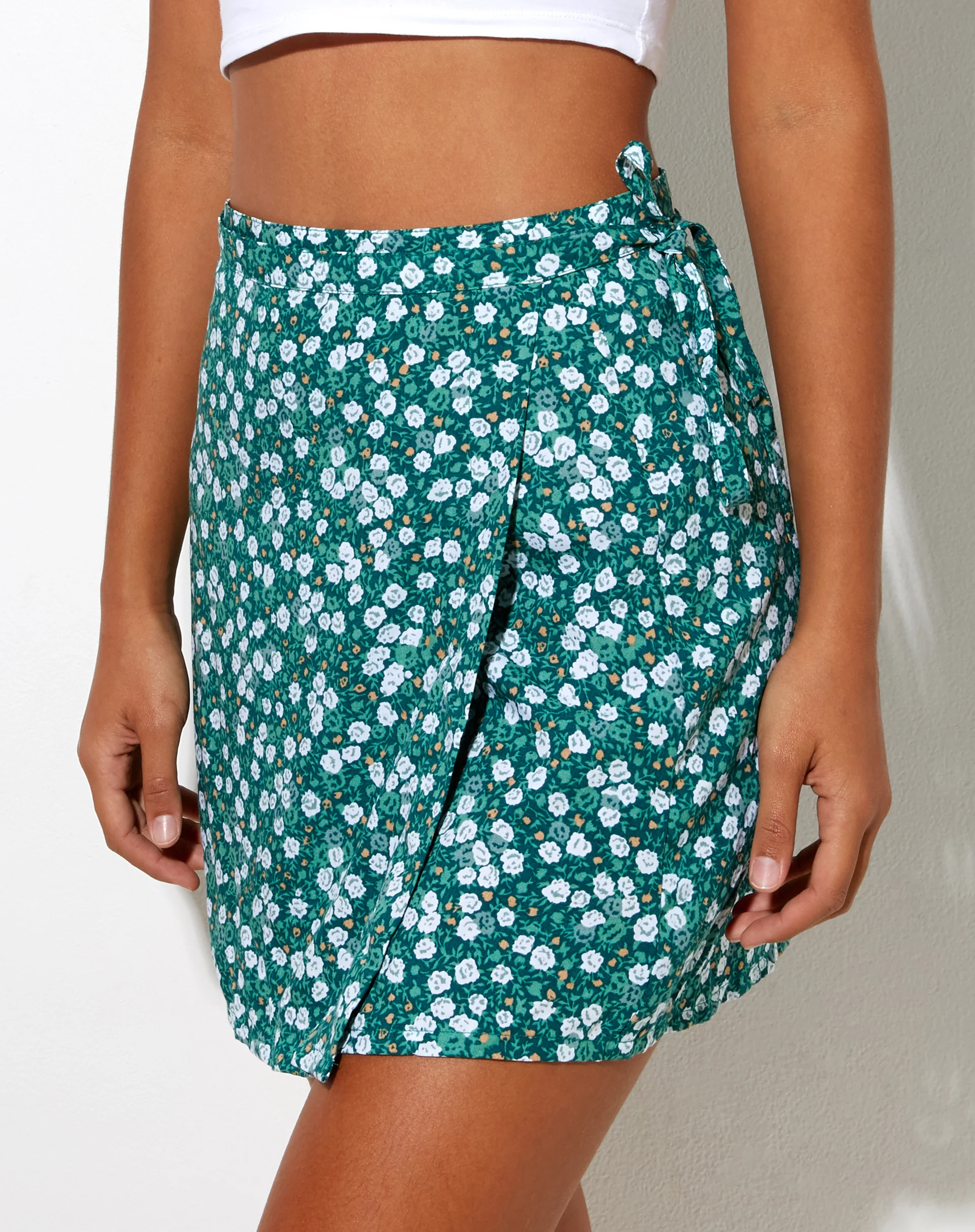 Volto Mini Skirt in Floral Field Green - Image 3