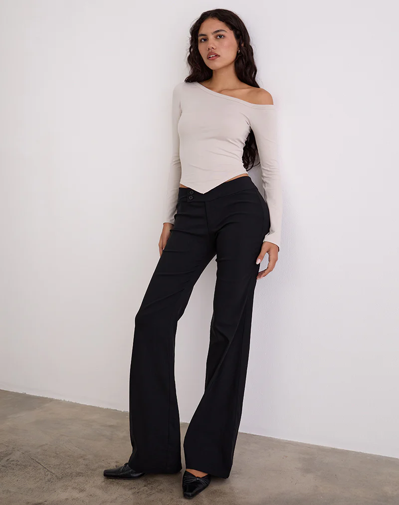 Wakana Asymmetric Long Sleeve Top in Cannoli Cream - Image 3