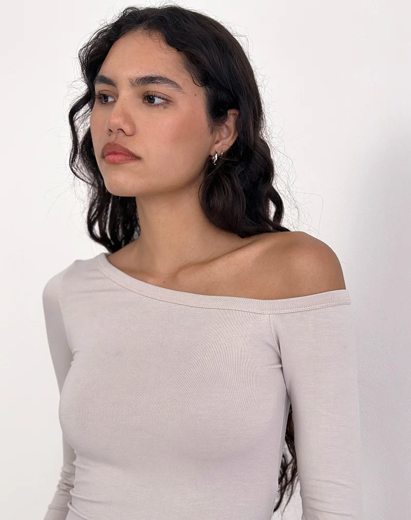 Wakana Asymmetric Long Sleeve Top in Cannoli Cream - Image 4