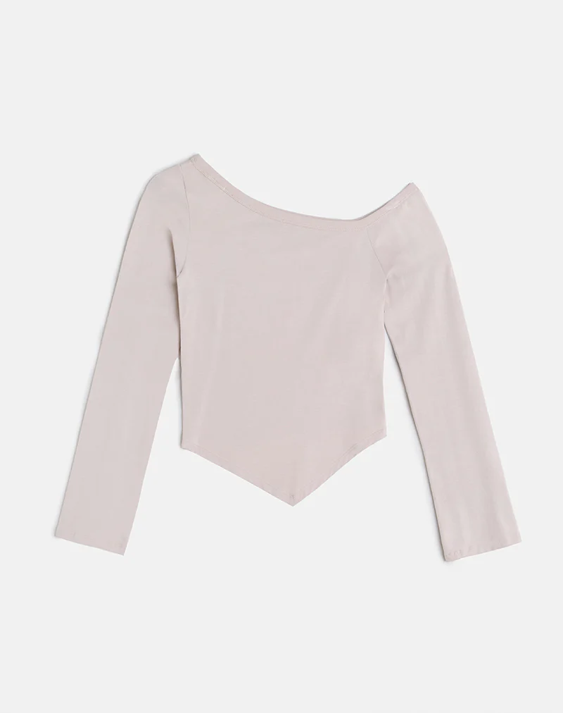 Wakana Asymmetric Long Sleeve Top in Cannoli Cream - Image 5