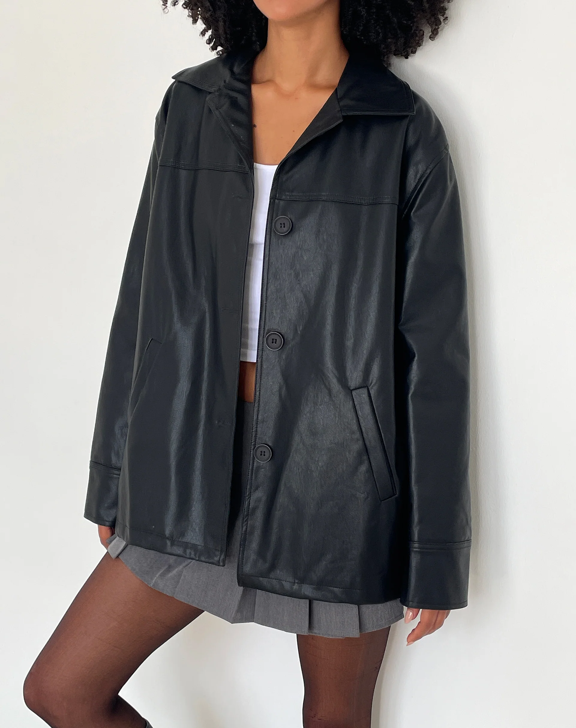 Walta Jacket in PU Black - Image 2