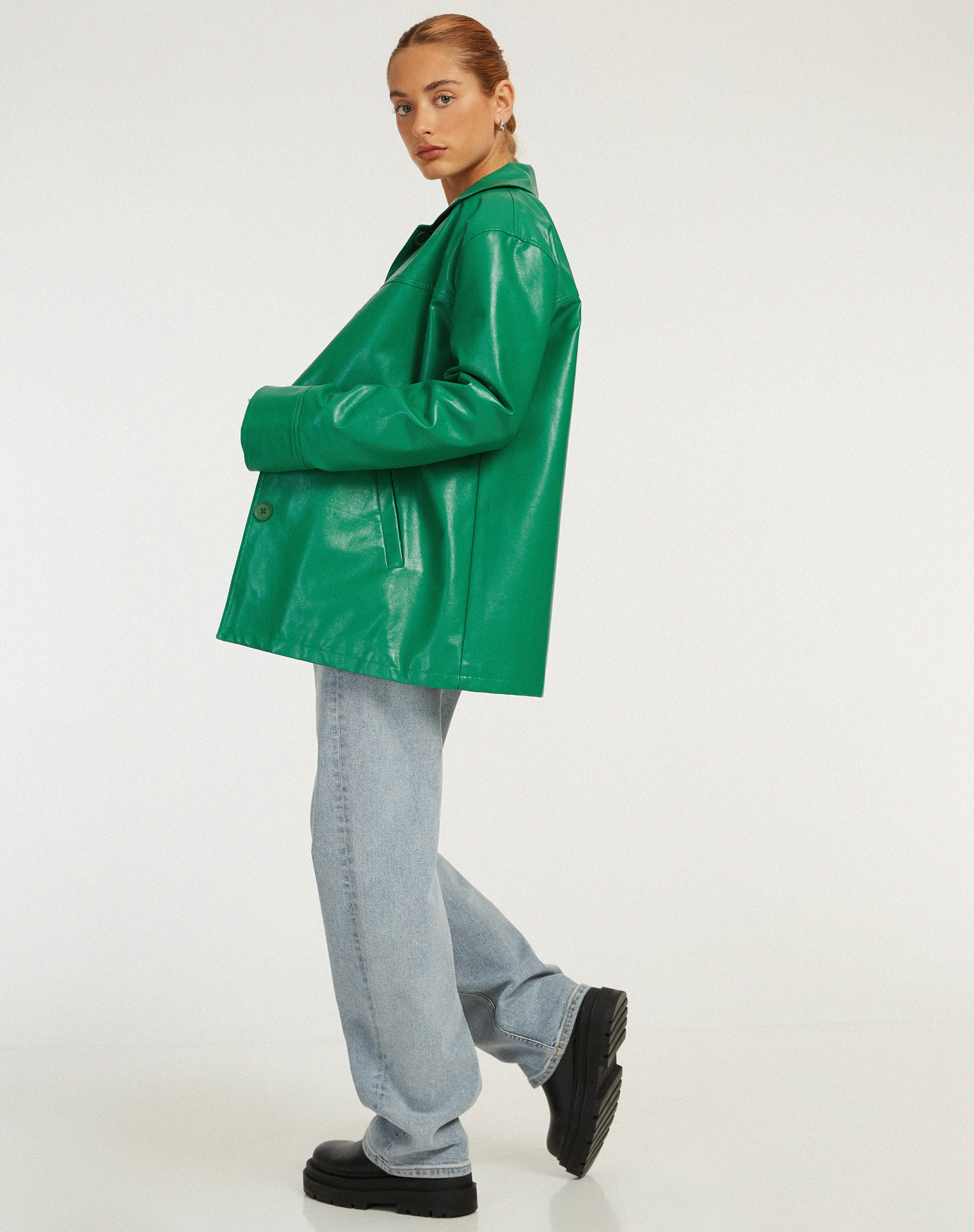 Walta Jacket in Pu Kelly Green - Image 4