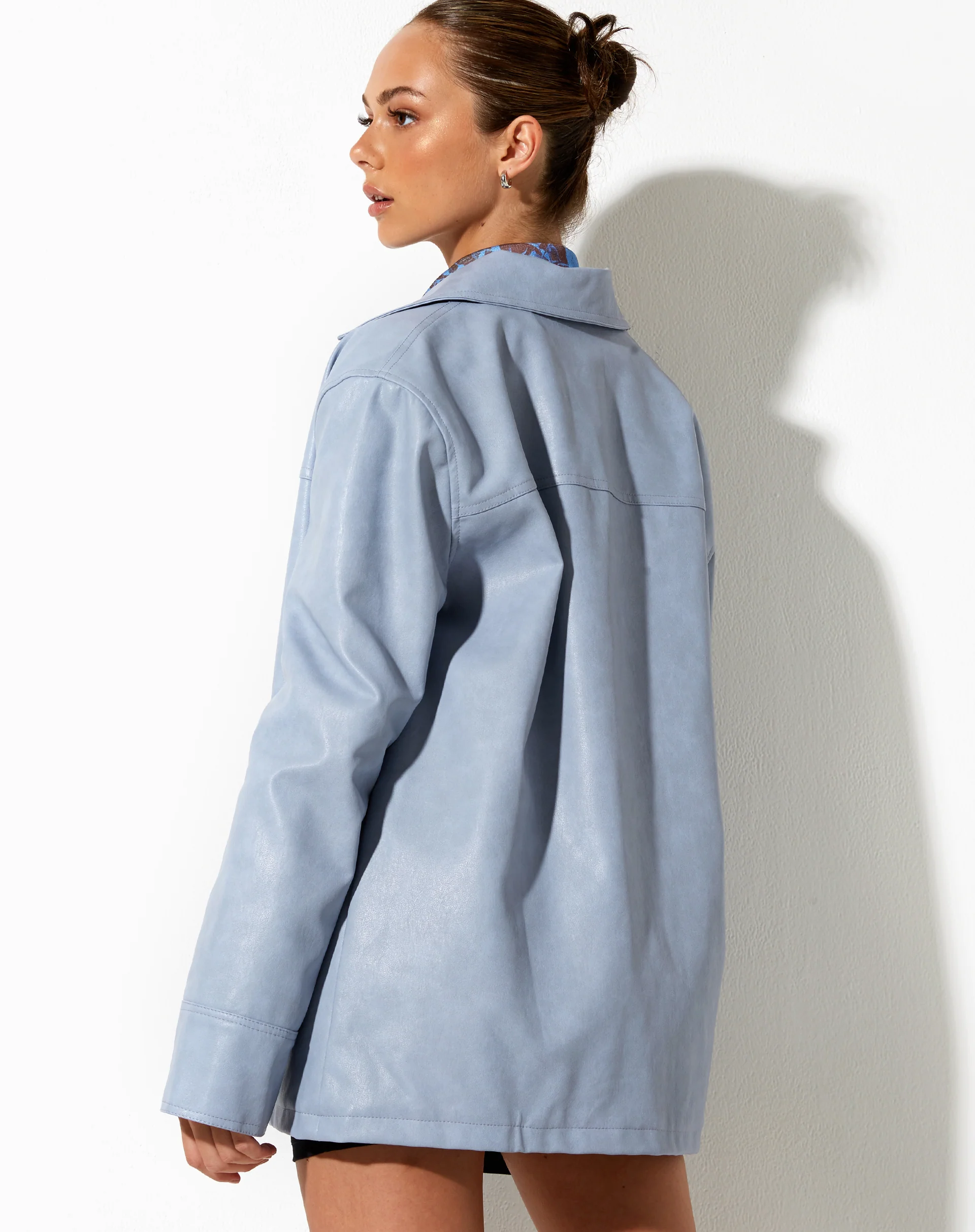 Walta Jacket in PU Powder Blue - Image 4