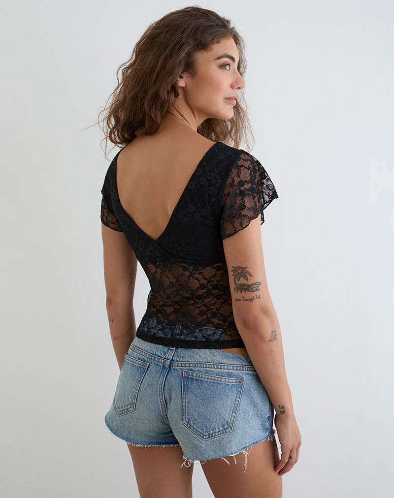 Warita Underbust Top in Lace Black - Image 4