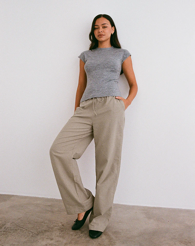 Wasic Wide Leg Trouser in Biscotti - Image 5