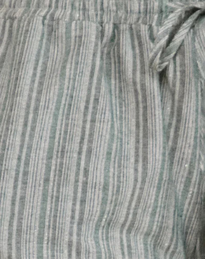 Wasic Wide Leg Trouser in Green and White Stripe - Image 5