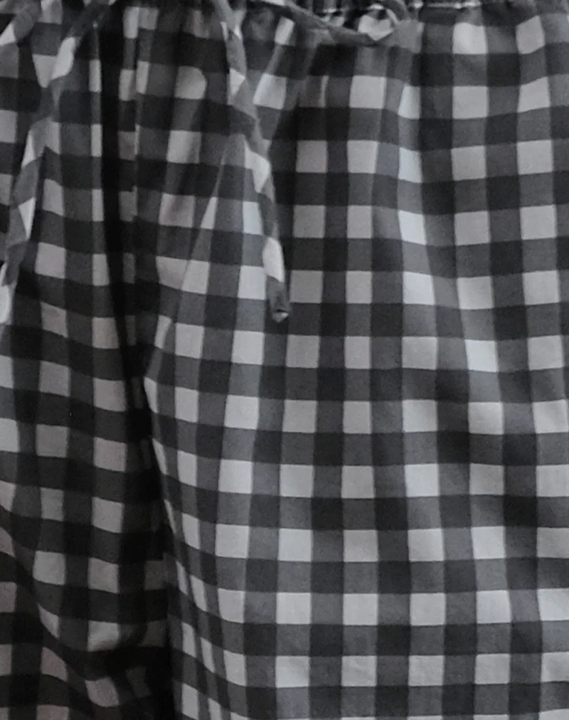 Wasic Wide Leg Trouser in Tonal Black and Grey Gingham - Image 6