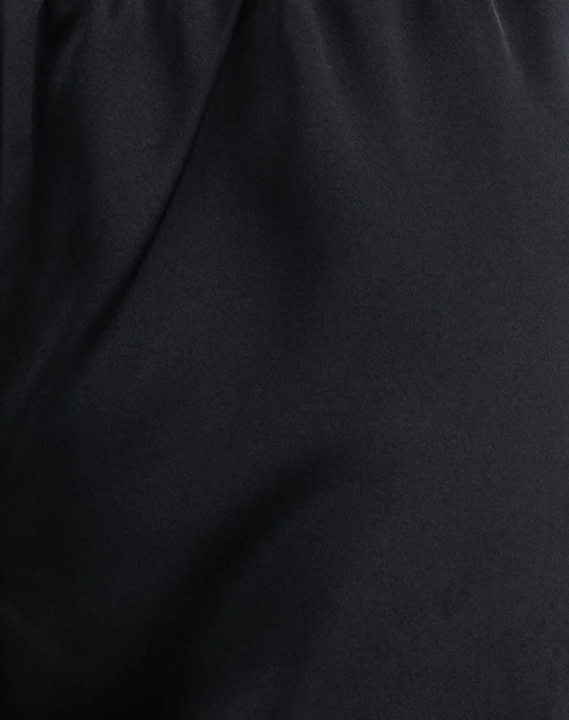 Waski Wide Leg Trouser in Satin Black - Image 5