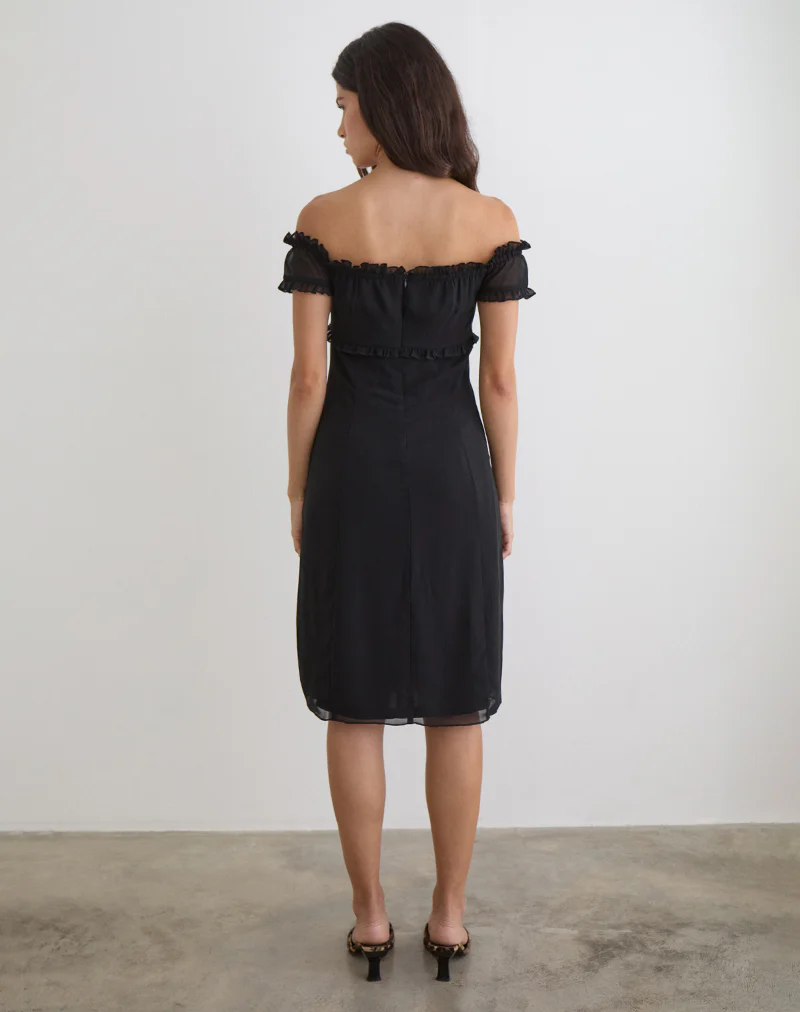 Watimu Midi Dress in Chiffon Black - Image 3