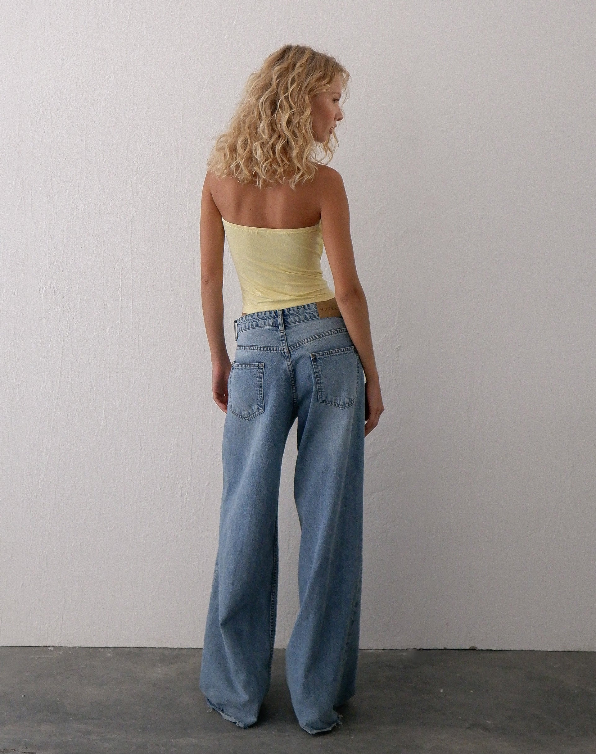 Wayan Ruffle Bandeau Top in Pale Yellow - Image 5