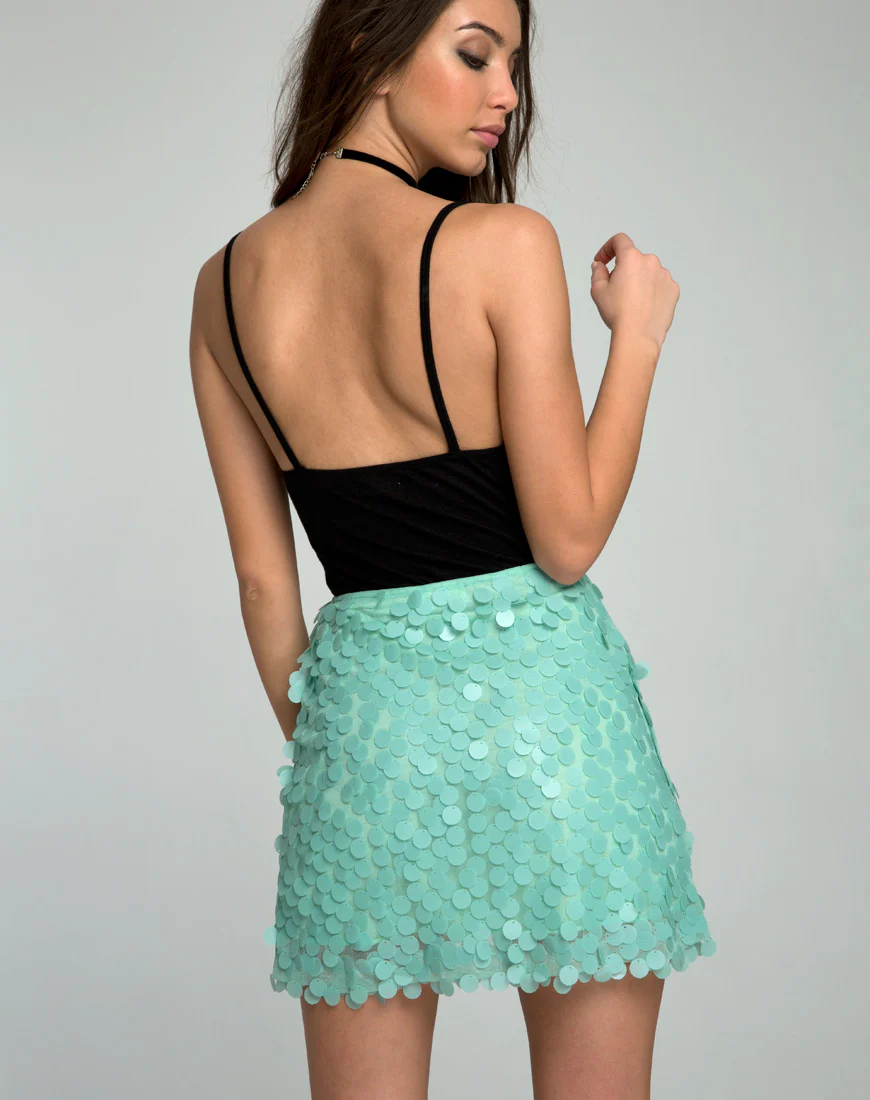 Weaver Skirt in Disc Sequin Mint - Image 2