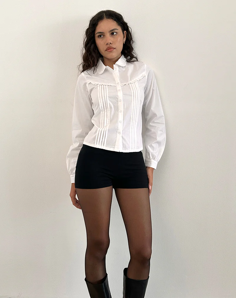 Wells Frill Long Sleeve Blouse in White - Image 2