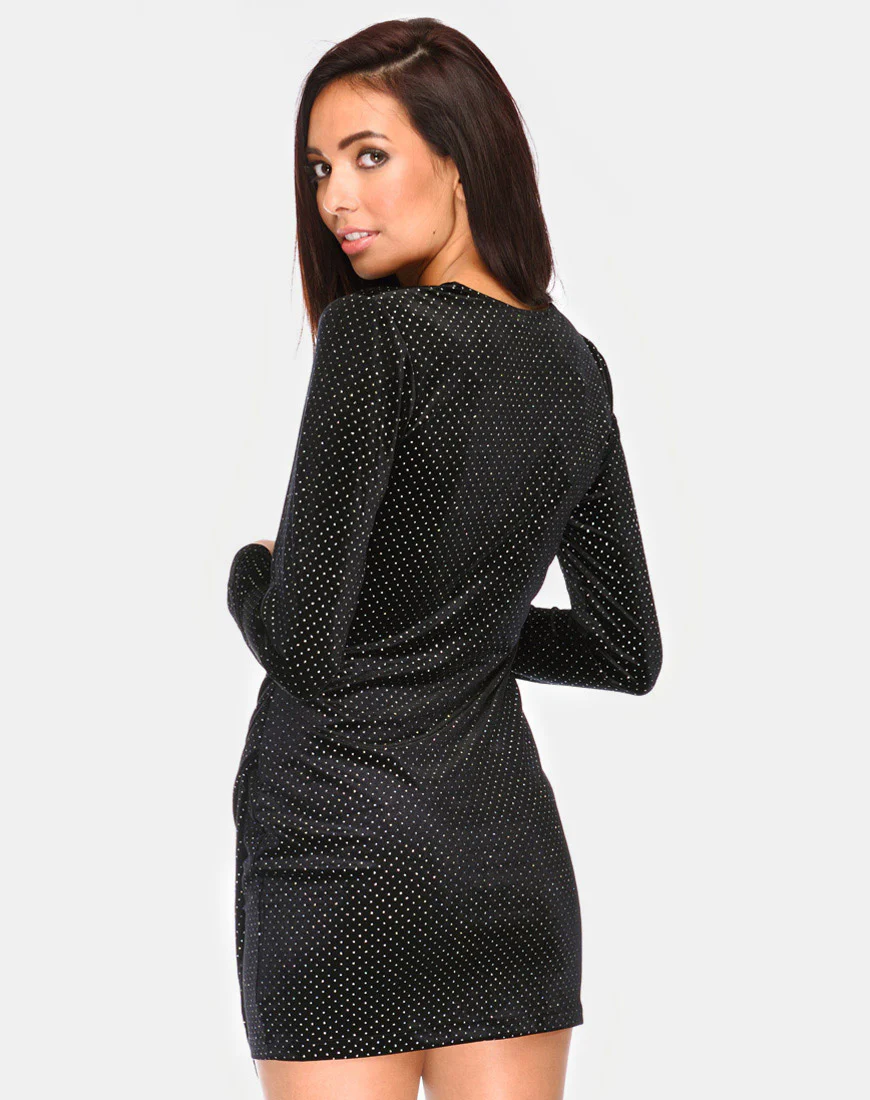 Willow Bodycon Dress in Black and White Dot - Image 2