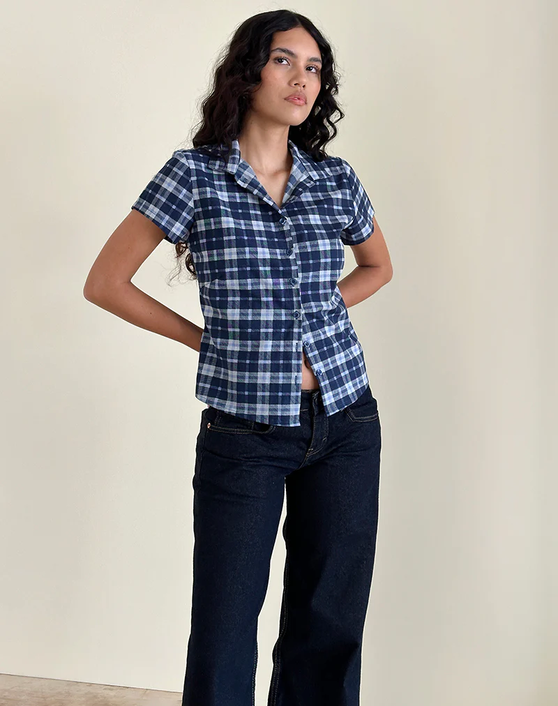 Wilman Shirt in Tartan Dark Blue - Image 3
