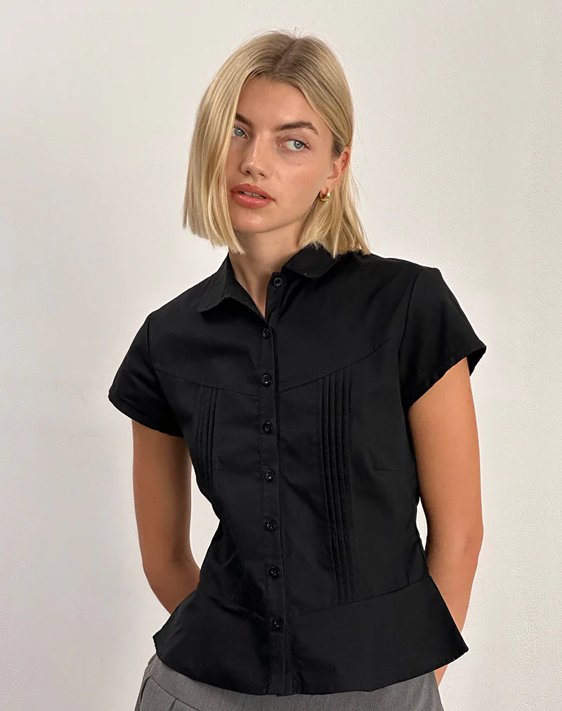 Wilmot Blouse in Black Poplin - Image 4