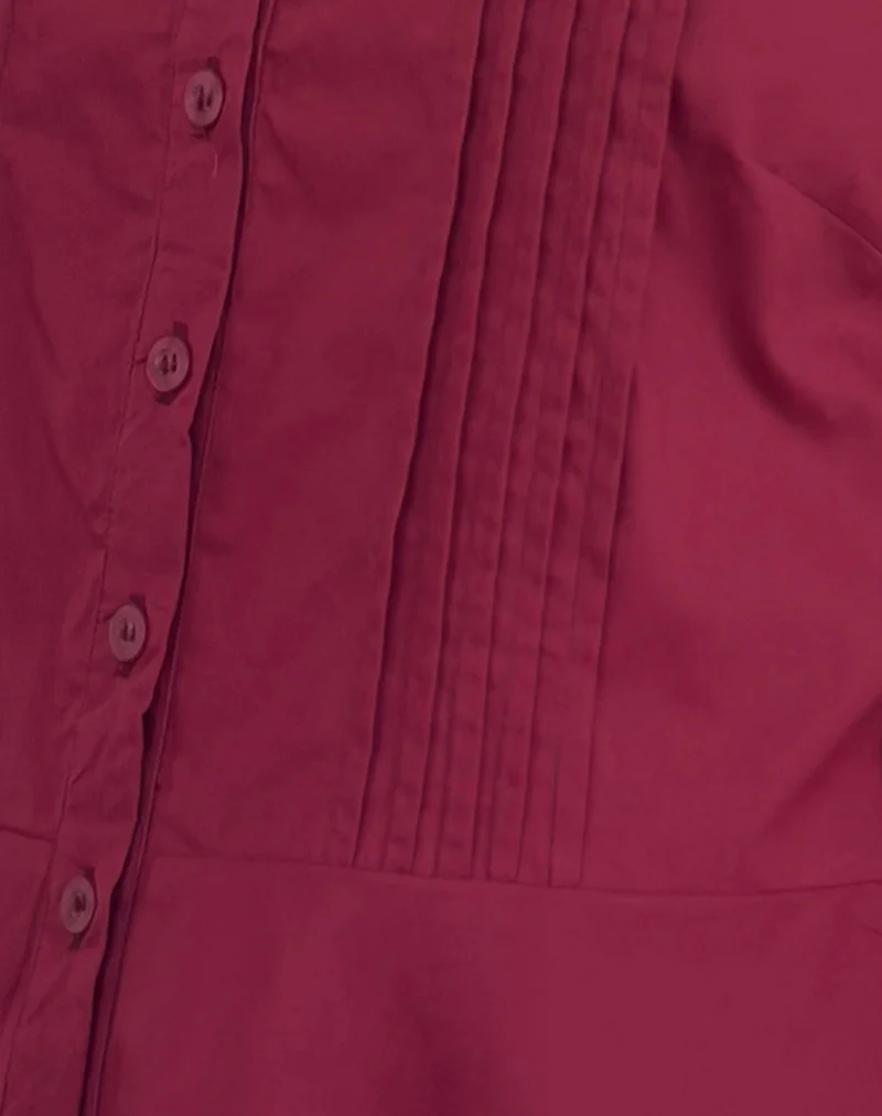 Wilmot Blouse in Burgundy Poplin - Image 5