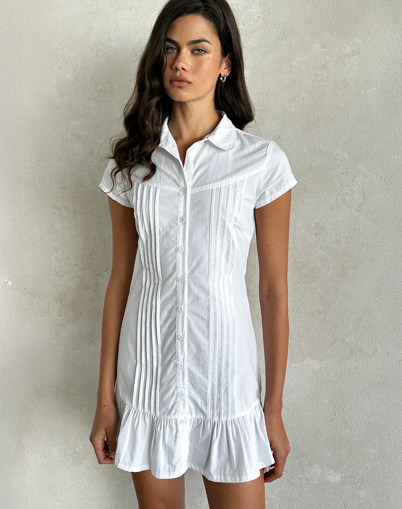 Wilsey Mini Shirt Dress in Poplin White - Image 5