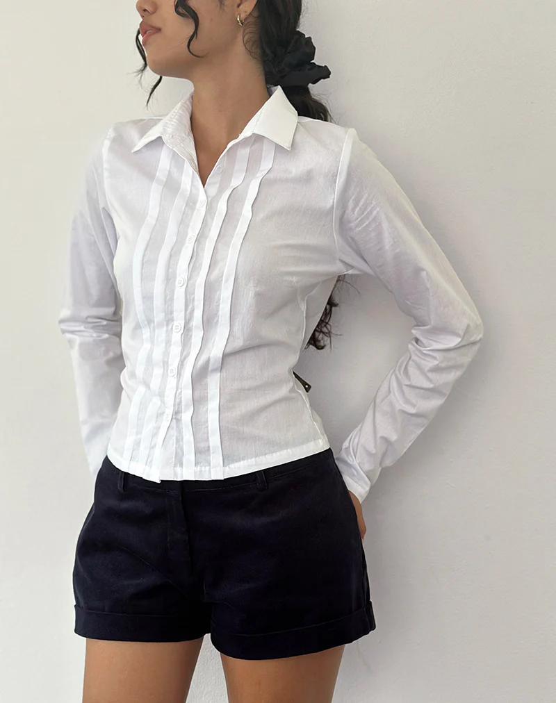 Winda Long Sleeve Shirt in Poplin White - Image 2