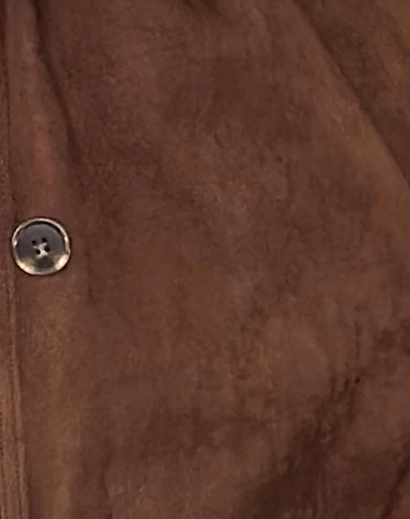 Wita Jacket in Faux Suede Brown - Image 6