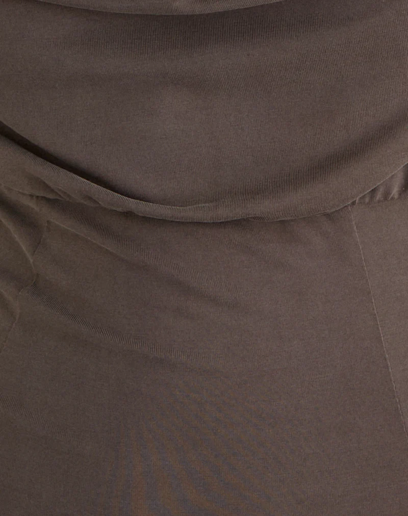 Wiyana Cowl Neck Top in Cupro Dark Brown - Image 7