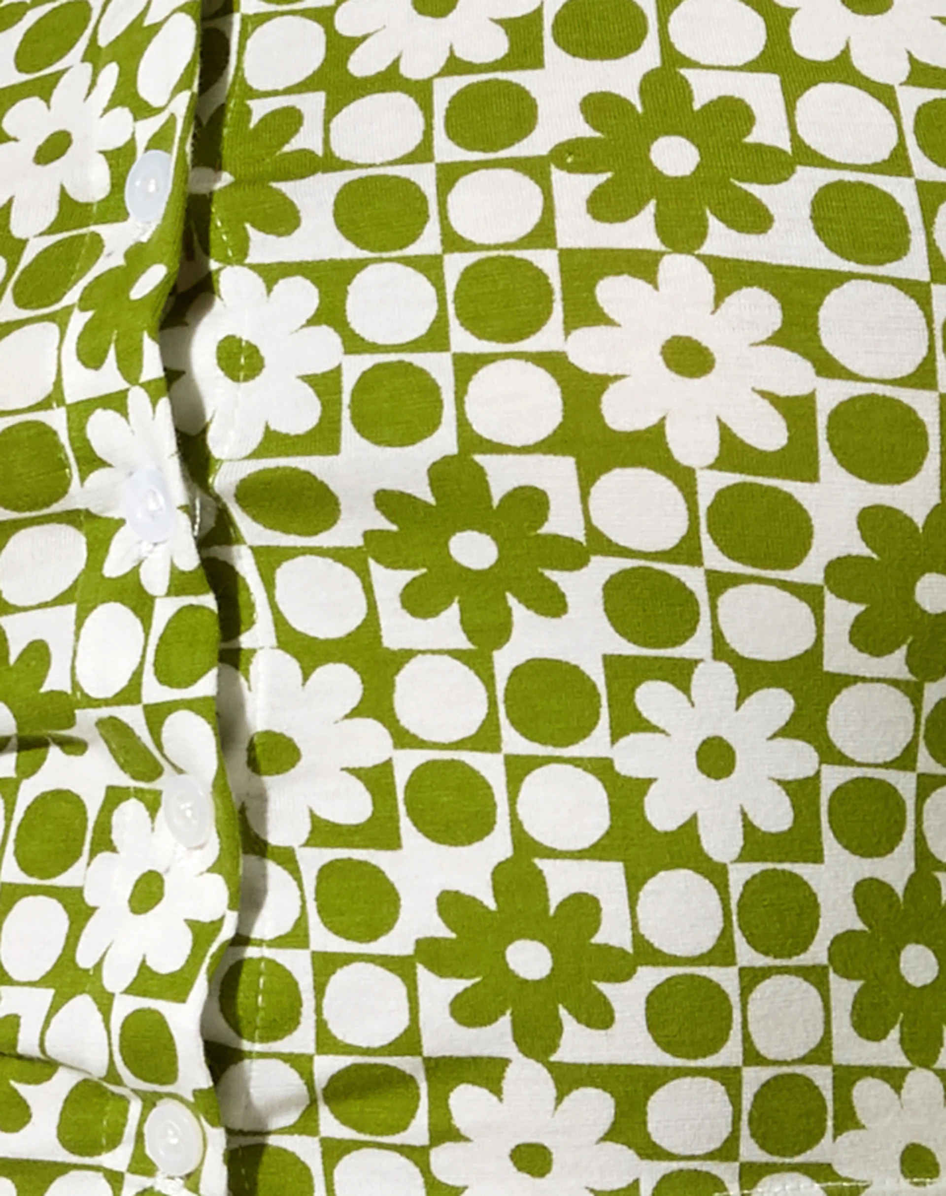Wuma Cropped Shirt in Patchwork Daisy Green - Image 6