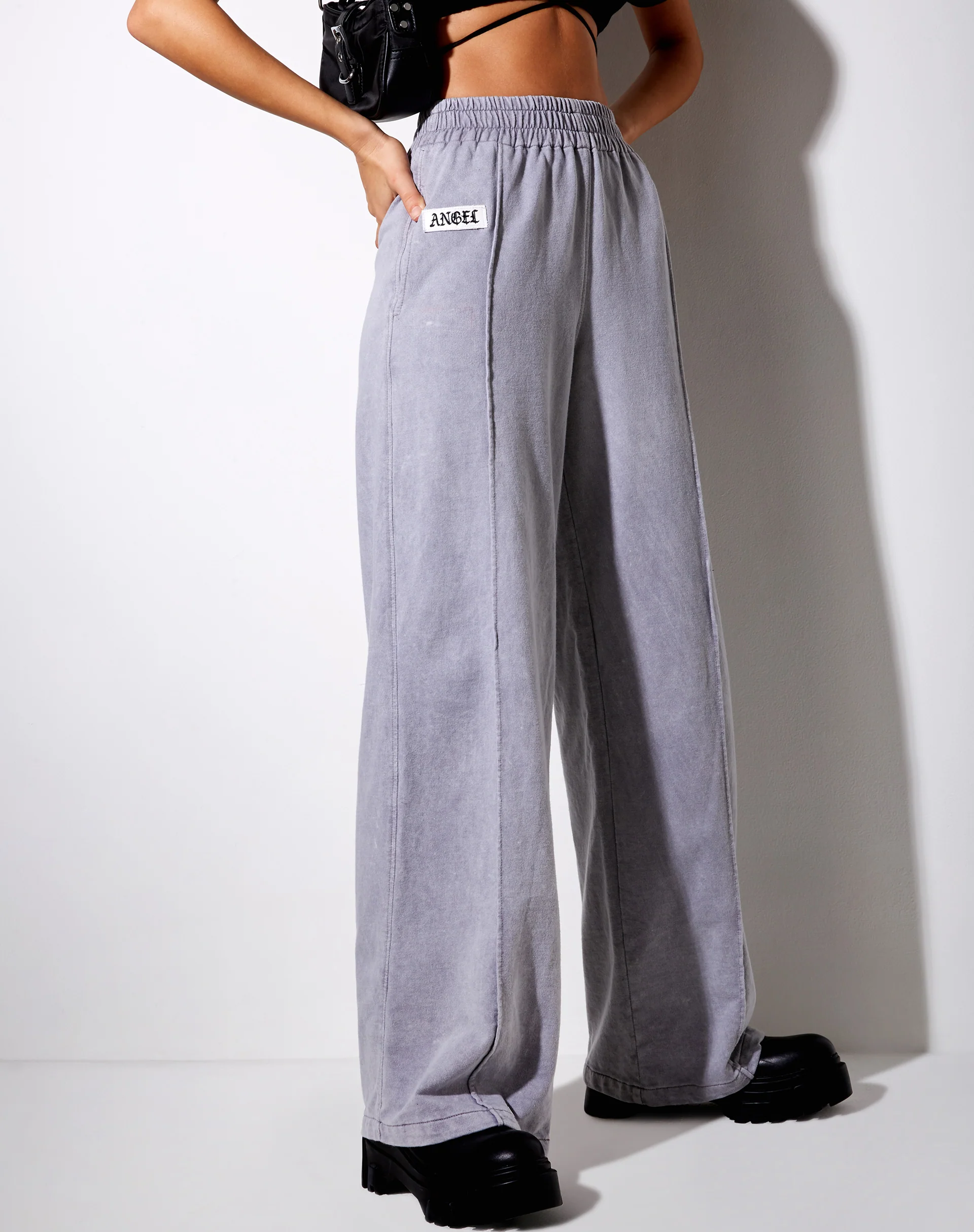 Wungu Trouser in Grey Wash 'Angel' Embro Label - Image 2