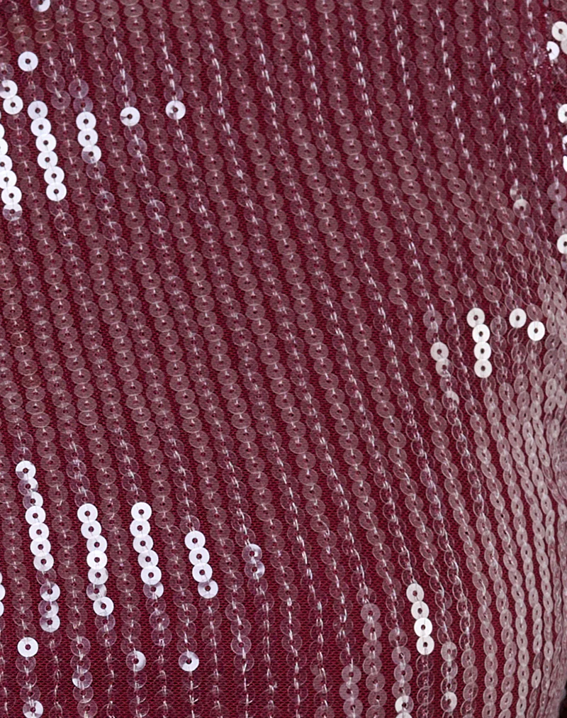 Xarjo Backless Top in Clear Sequin Maroon - Image 6