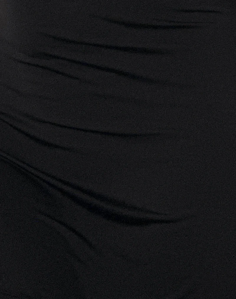 Xeenia One Shoulder Mini Dress in Slinky Black - Image 5