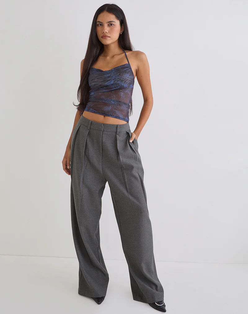 Xiomara Halterneck Top in Midnight Paisley Dark Blue - Image 4