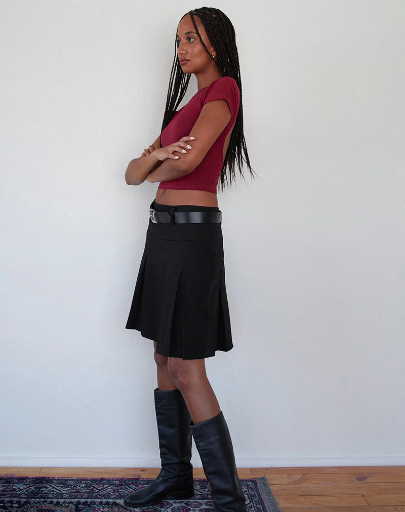 Xiwang Crop Top in Burgundy - Image 4